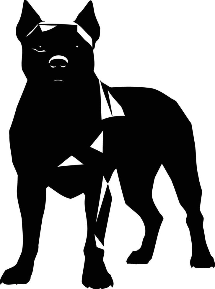 A bold, black silhouette of a pit bull standing proud vector