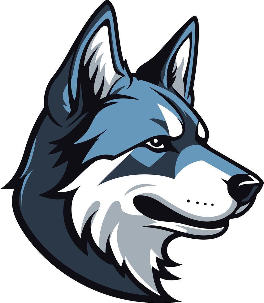 Blue and White Husky Head Mascot vector