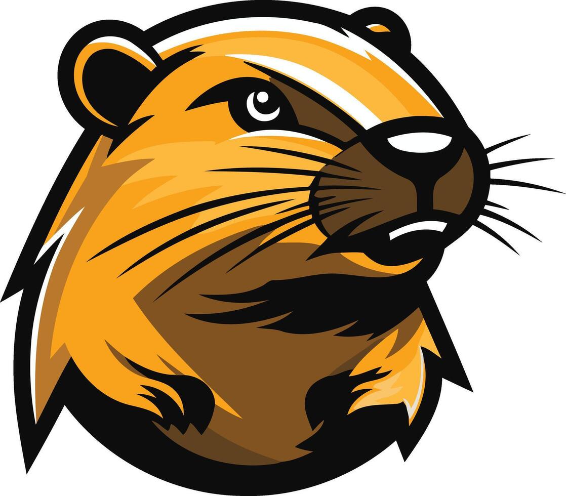 A bold, cartoon style gopher mascot with a determined expression vector
