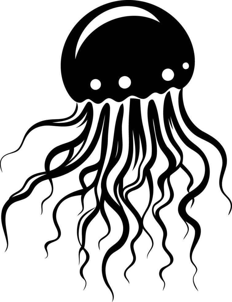 Simple black and white illustration of a jellyfish vector