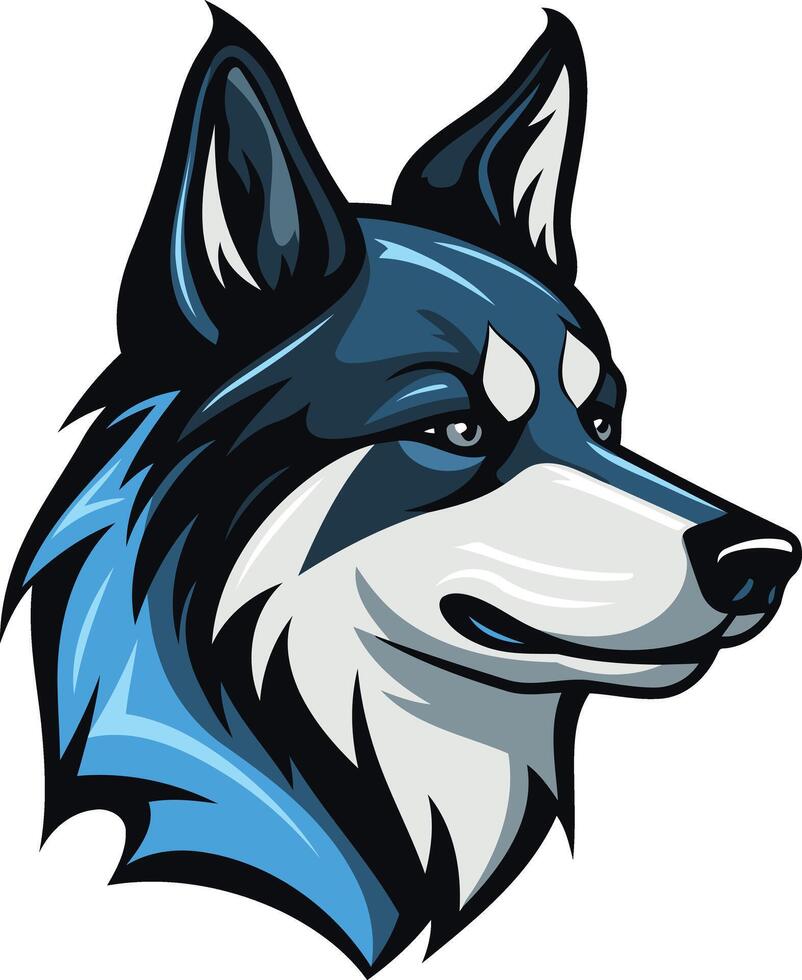Blue and White Husky Dog Mascot vector