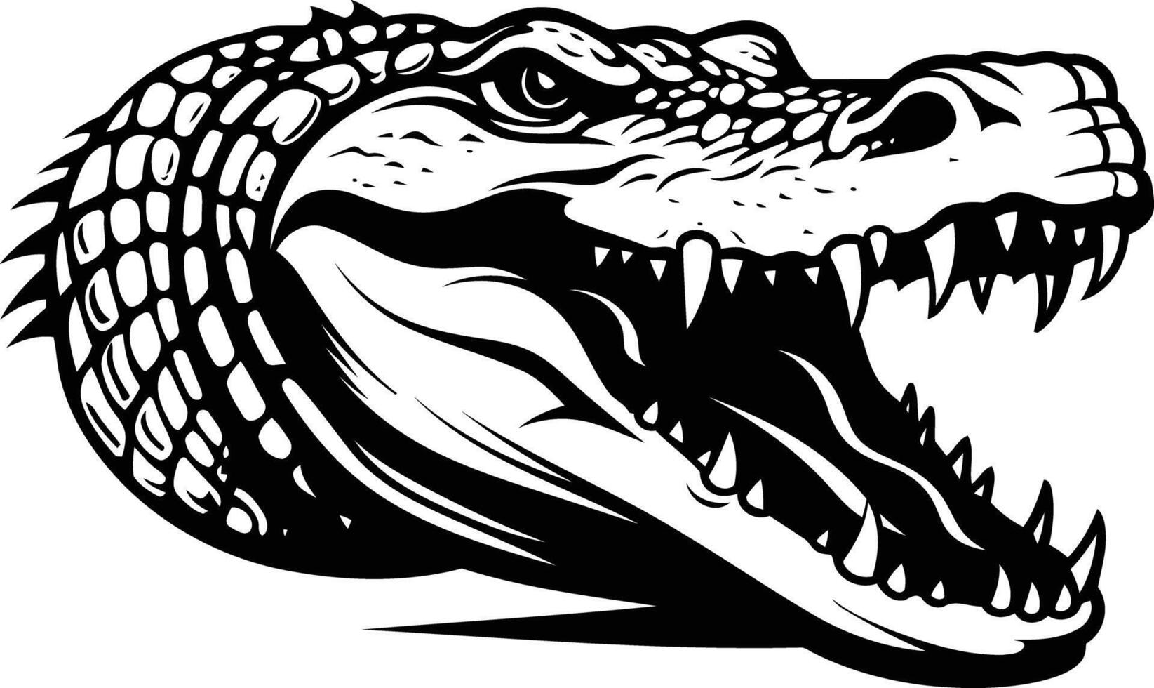 Aggressive alligator head with open mouth, perfect for a logo, t shirt design, or other branding vector