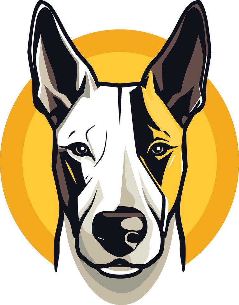 Bull Terrier Portrait with a Yellow Sun vector