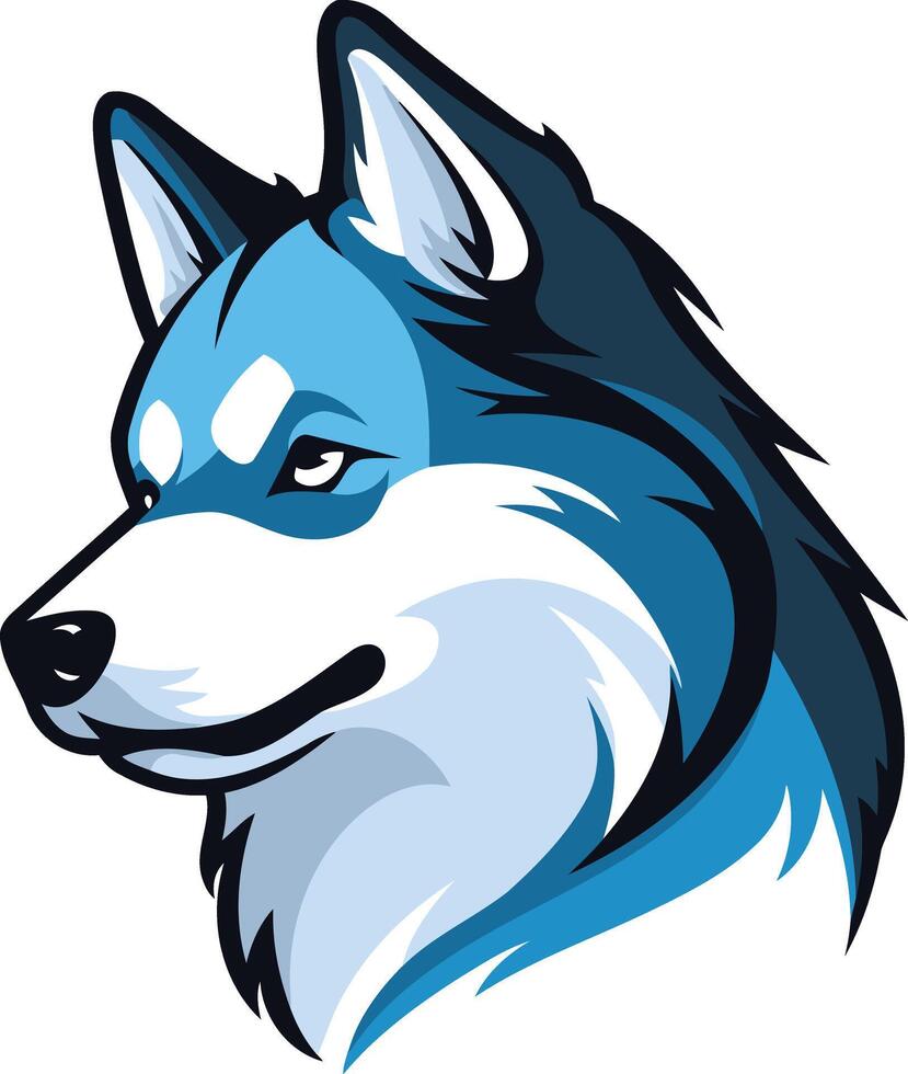 Blue and White Husky Head Illustration vector