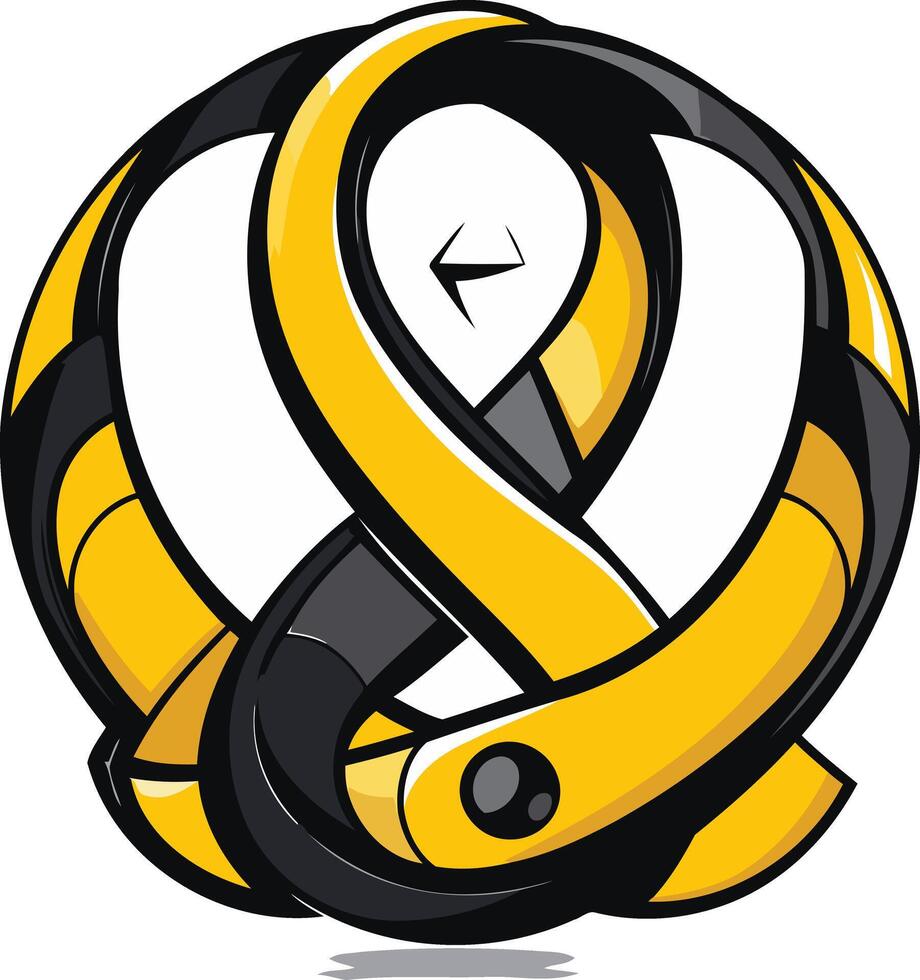 Abstract Yellow and Black Intertwined Shapes vector