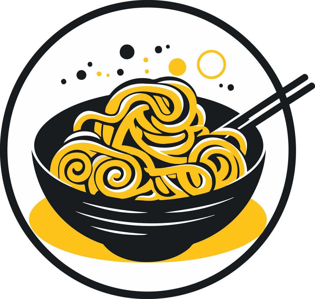 A Bowl of Noodles with Chopsticks vector