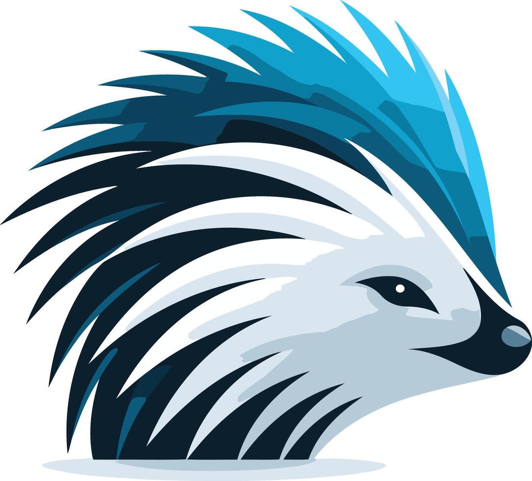 Abstract Porcupine Illustration with Spiky Blue Crest vector