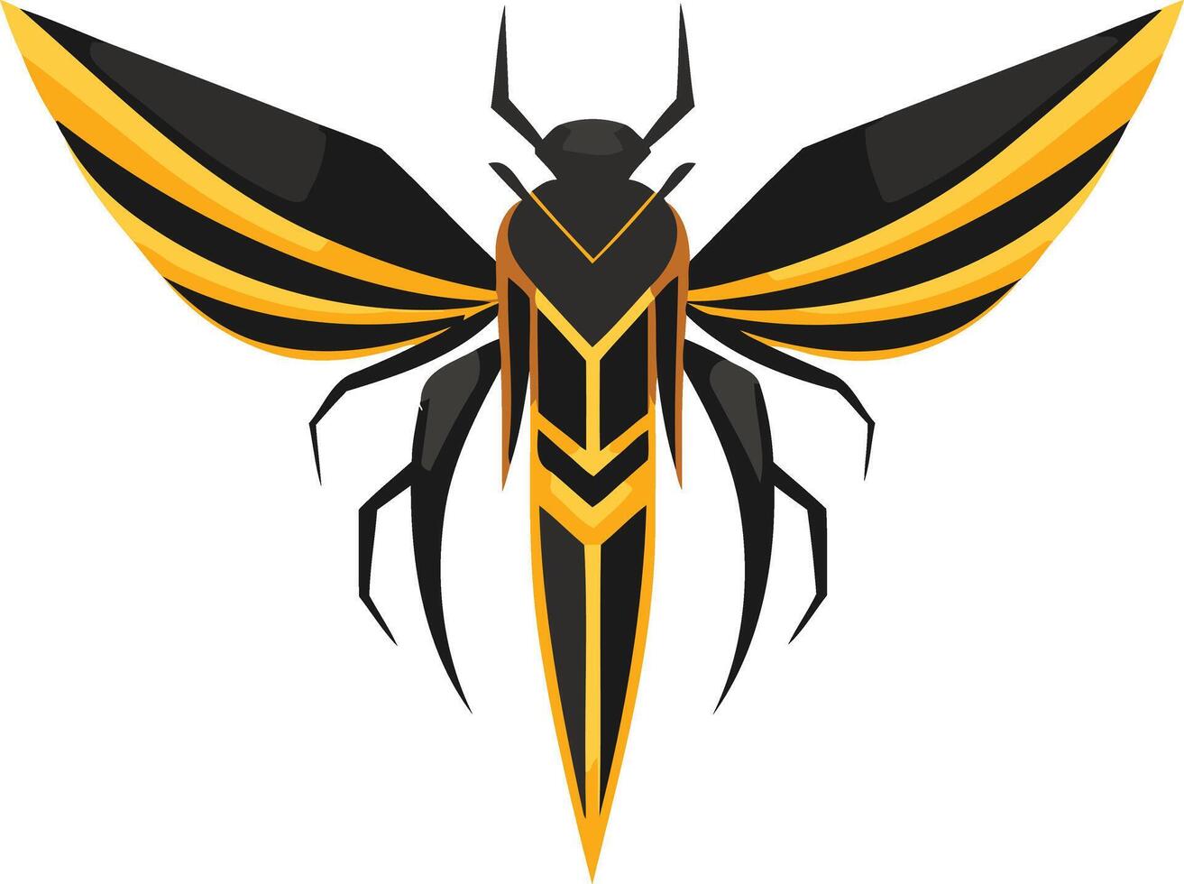 Geometric, stylized insect logo design in black and gold vector