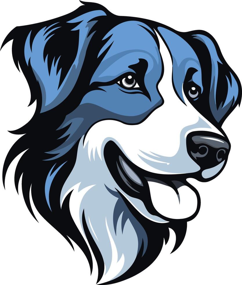 Smiling Border Collie Portrait Illustration vector
