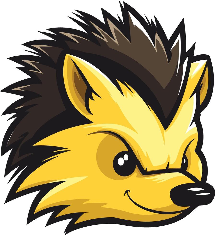 A cute and fierce cartoon hedgehog mascot with a mischievous grin and spiky fur vector