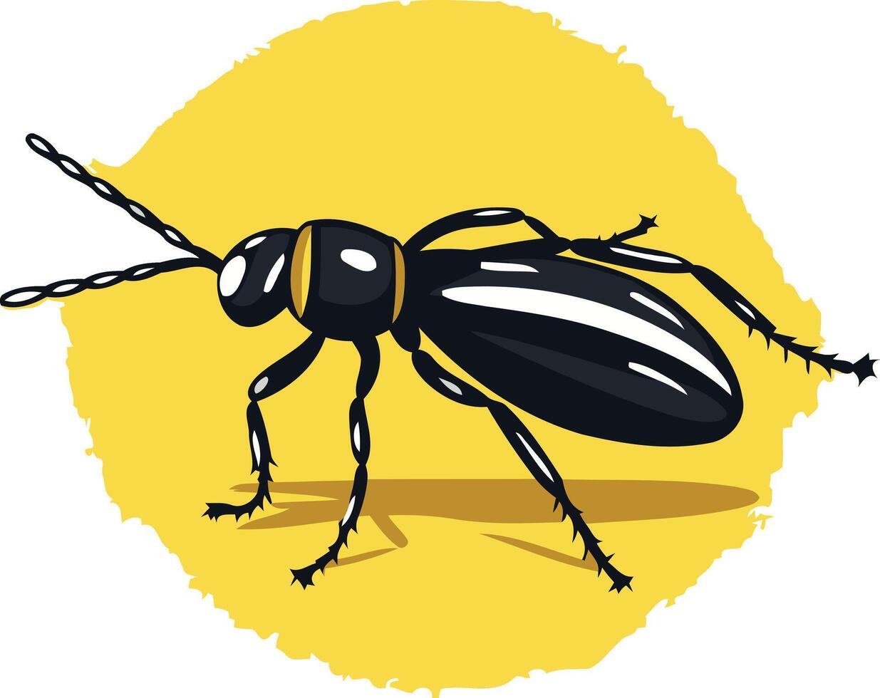 Black and Yellow Beetle on a Yellow Background vector