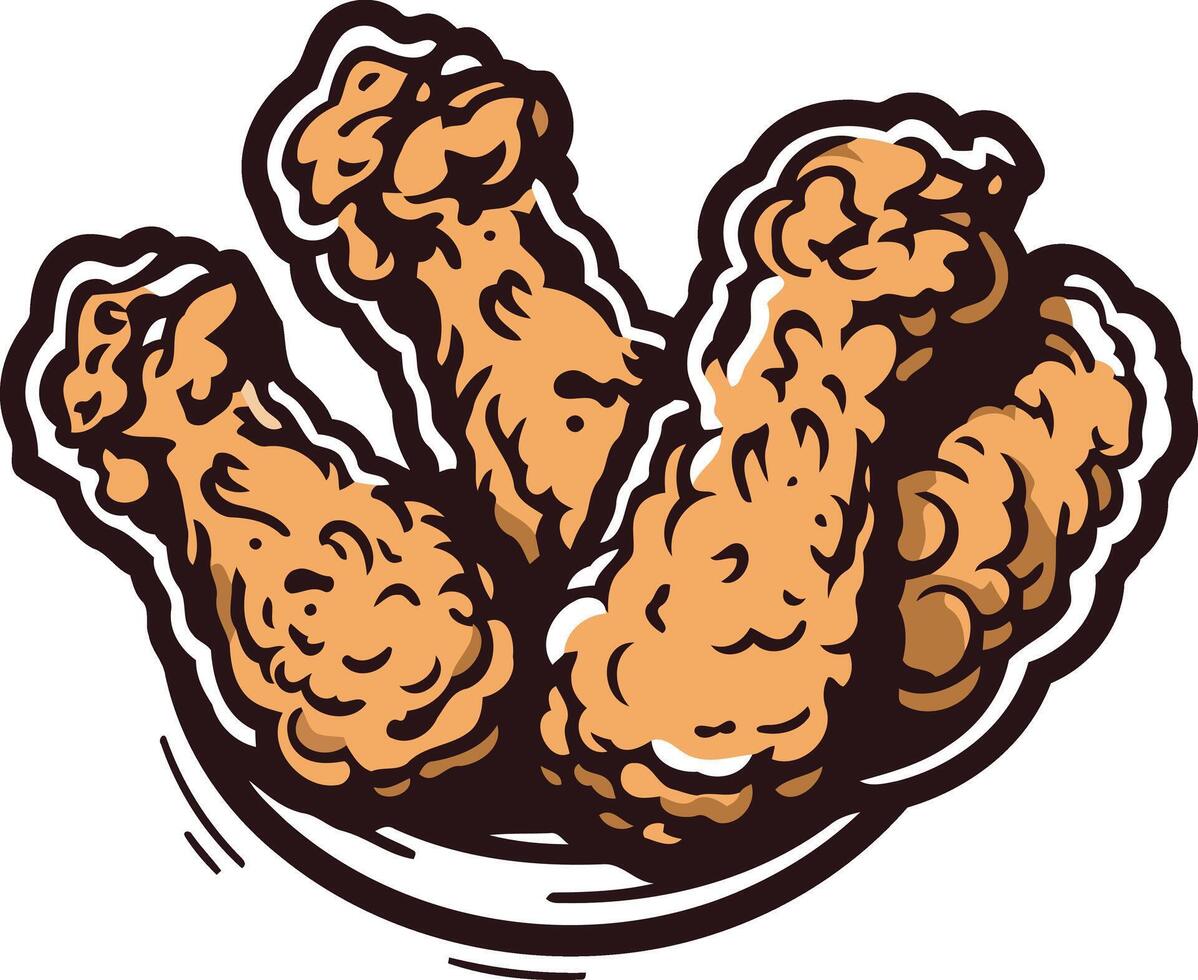 Crispy Fried Chicken Wings Illustration vector