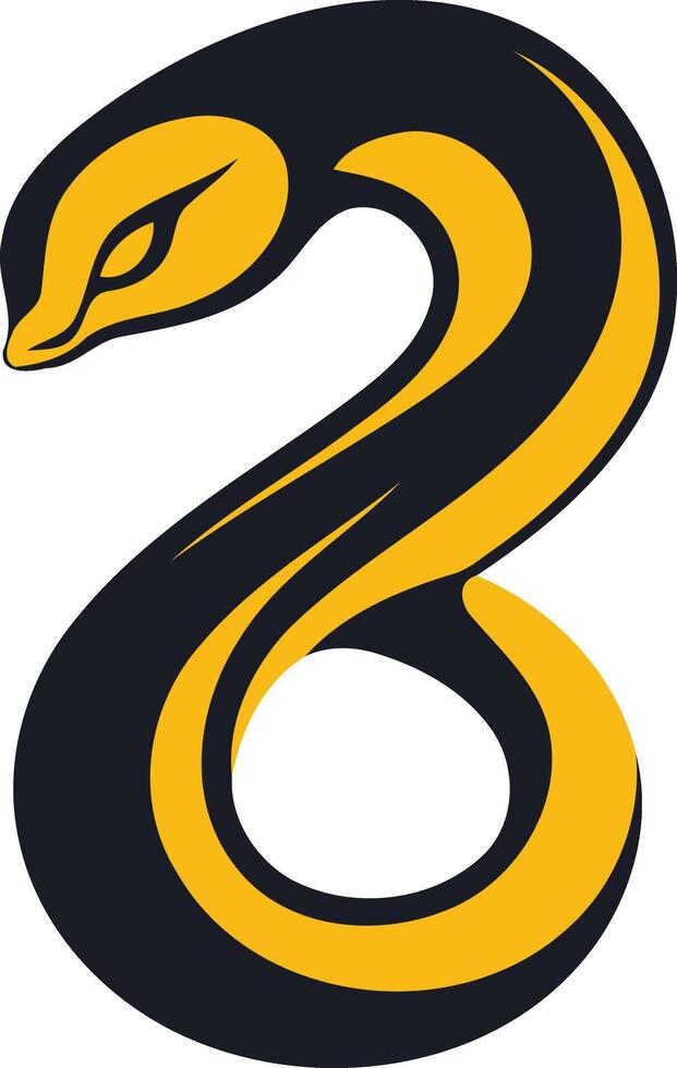 Stylized Yellow and Black Snake Illustration vector