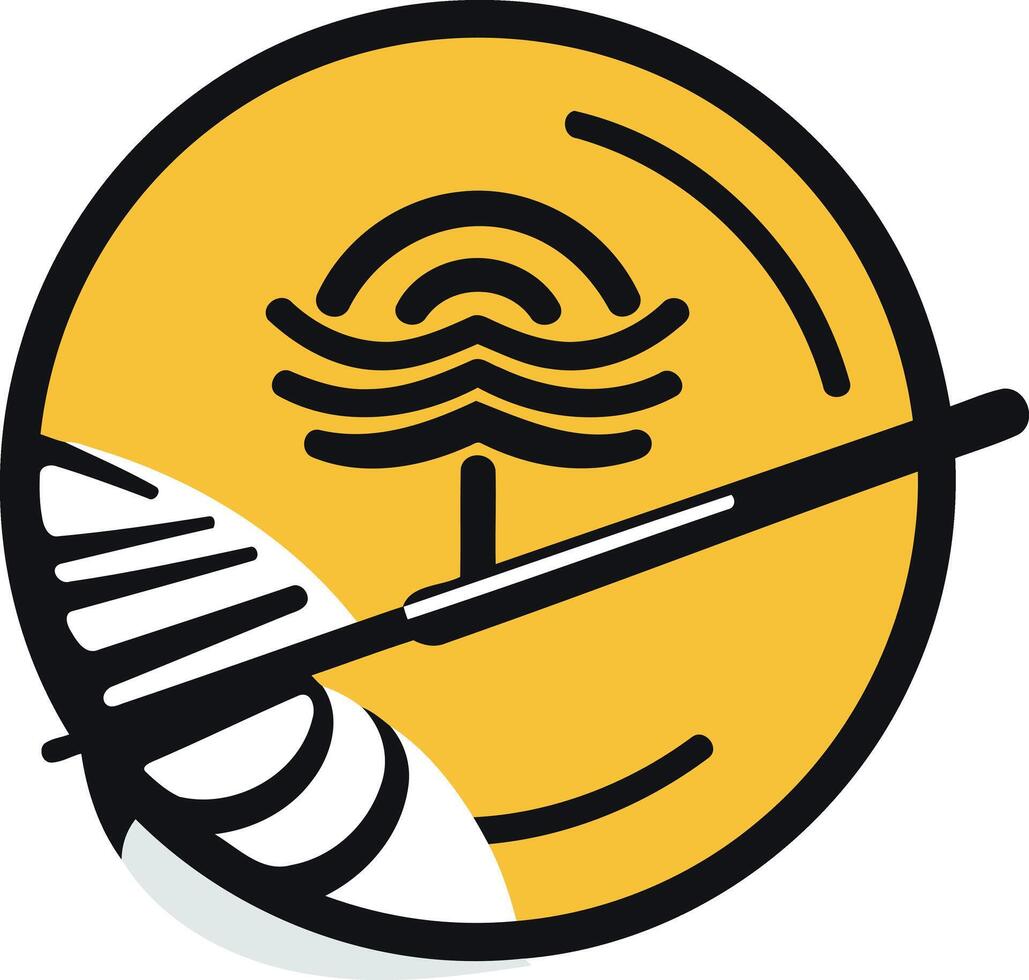 Abstract Symbol with Waves and a Stick vector