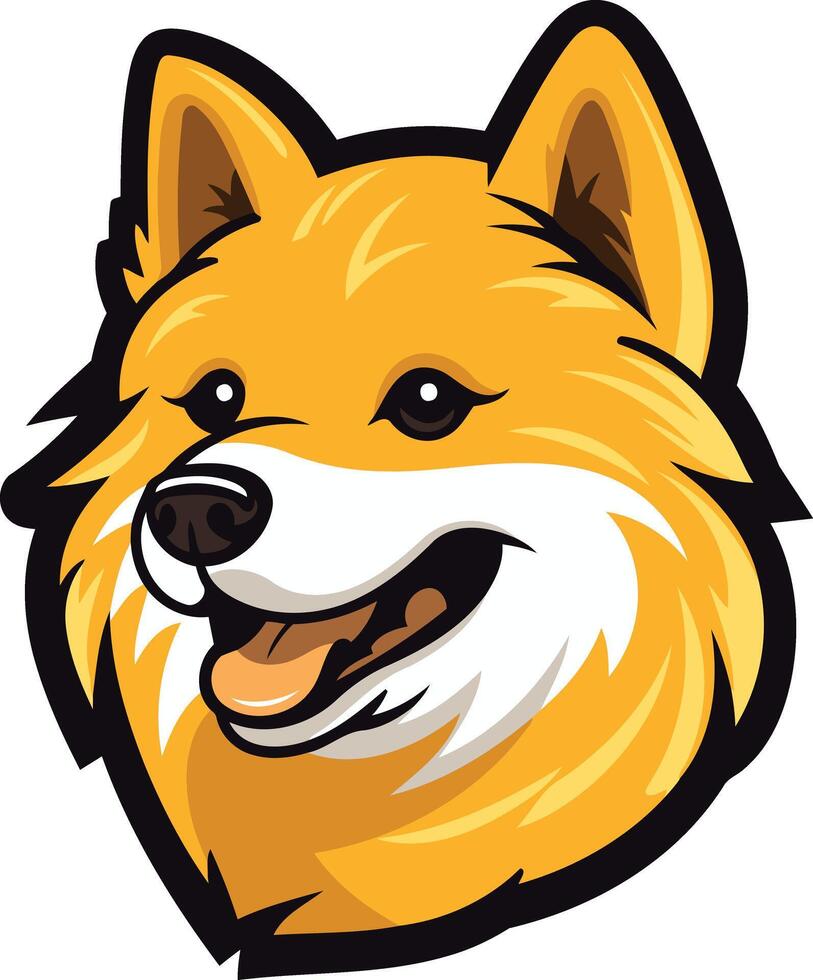 A cute and friendly cartoon shiba inu dog with a big smile vector
