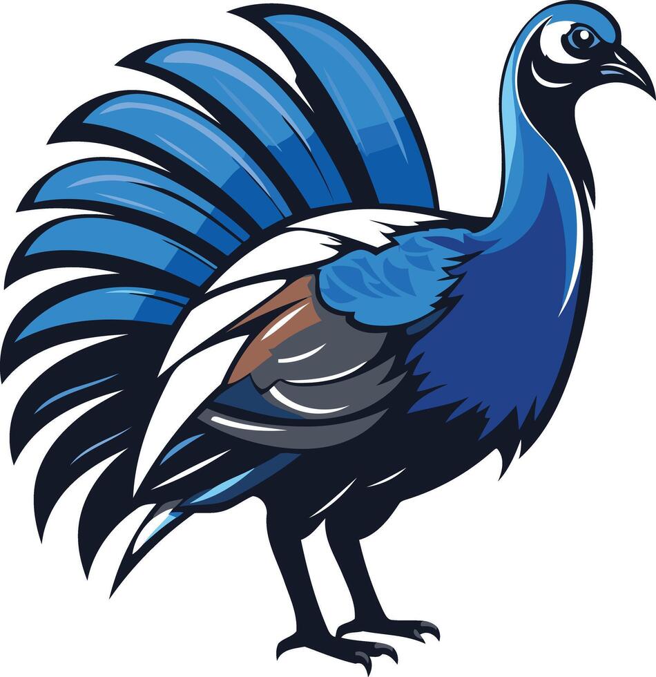 Blue Bird with a Majestic Tail vector