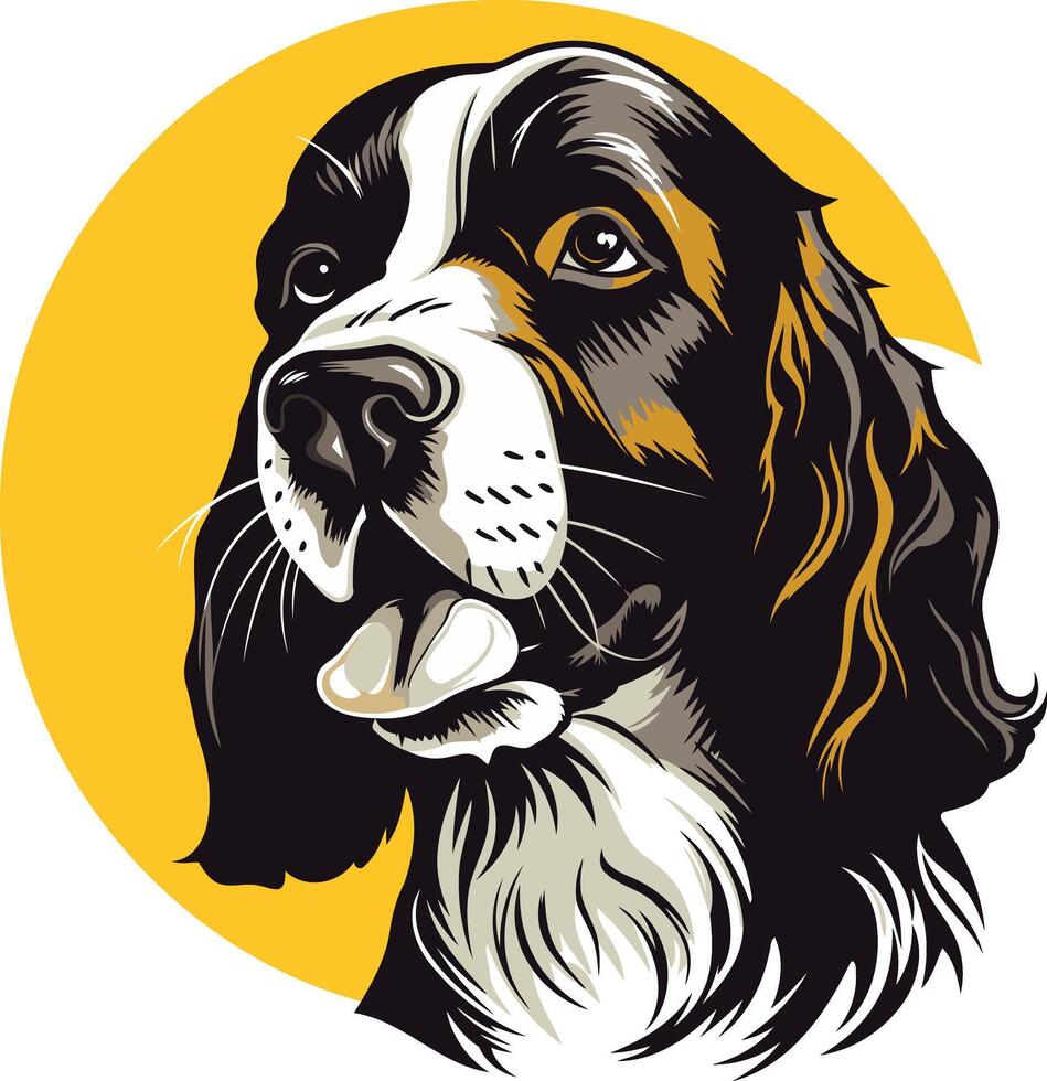 A charming illustration of a springer spaniel with a playful expression, perfect for pet-related businesses, dog lover branding, and cheerful designs vector
