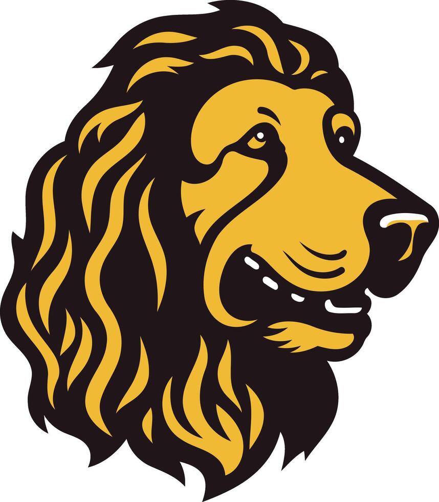 Golden Retriever Head in Black and Yellow vector