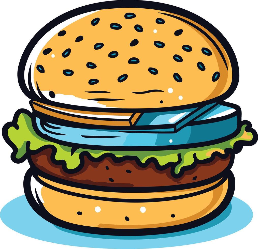 Cartoon Illustration of a Delicious Burger vector