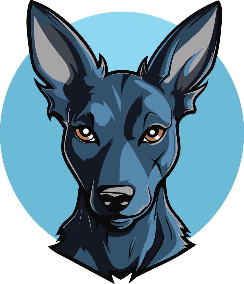 A striking illustration of a black dog's head, featuring a detailed, expressive face vector