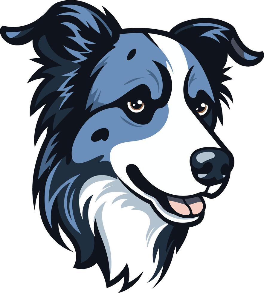 Blue and White Border Collie Portrait vector