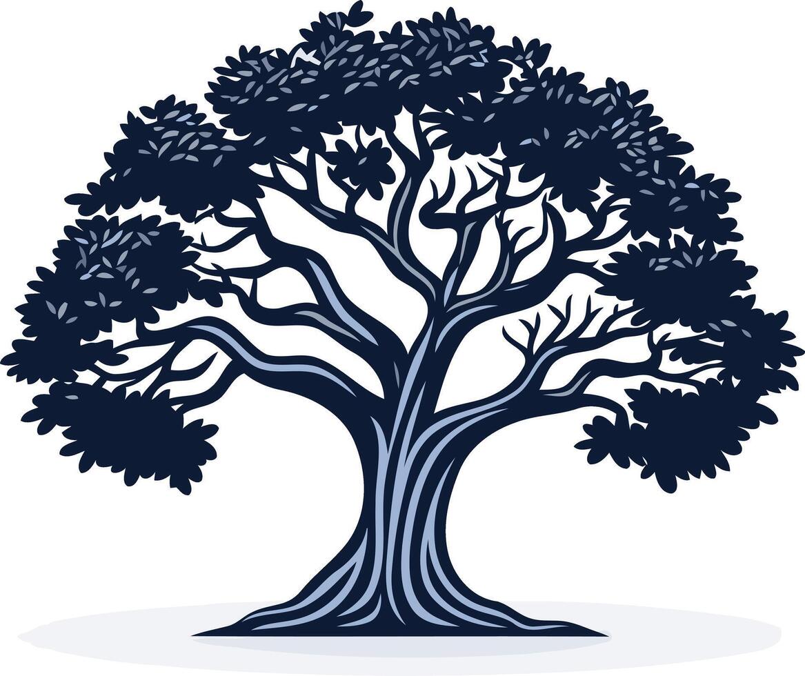 A strong and majestic oak tree silhouette, perfect for representing growth, stability, and longevity vector