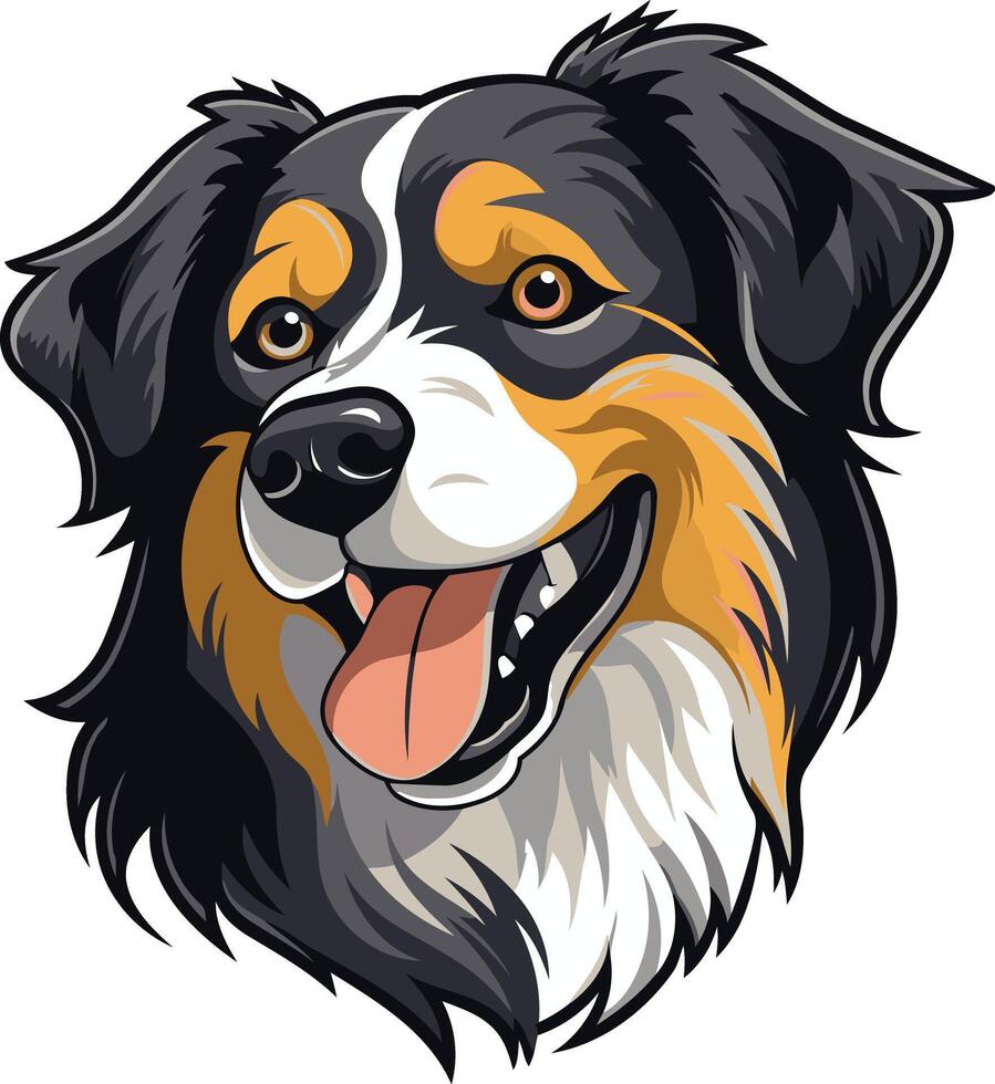 A friendly and adorable australian shepherd portrait, perfect for dog lovers, pet businesses, and animal-themed designs vector