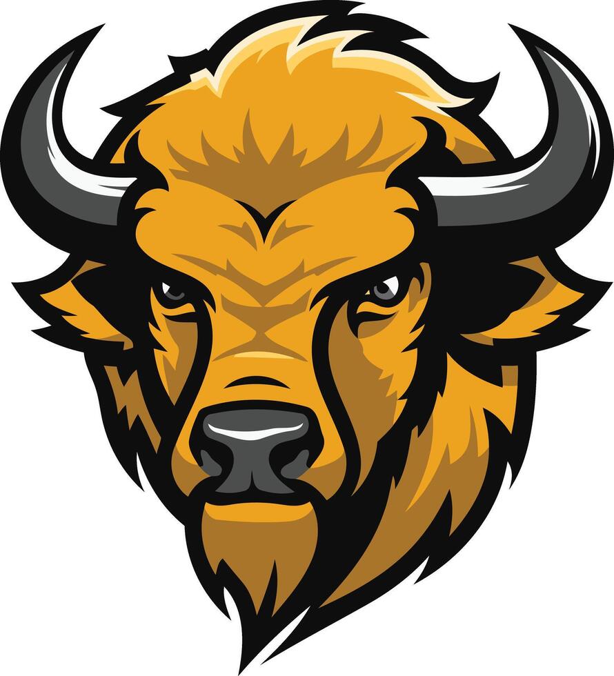 Fierce Bison Mascot Head vector