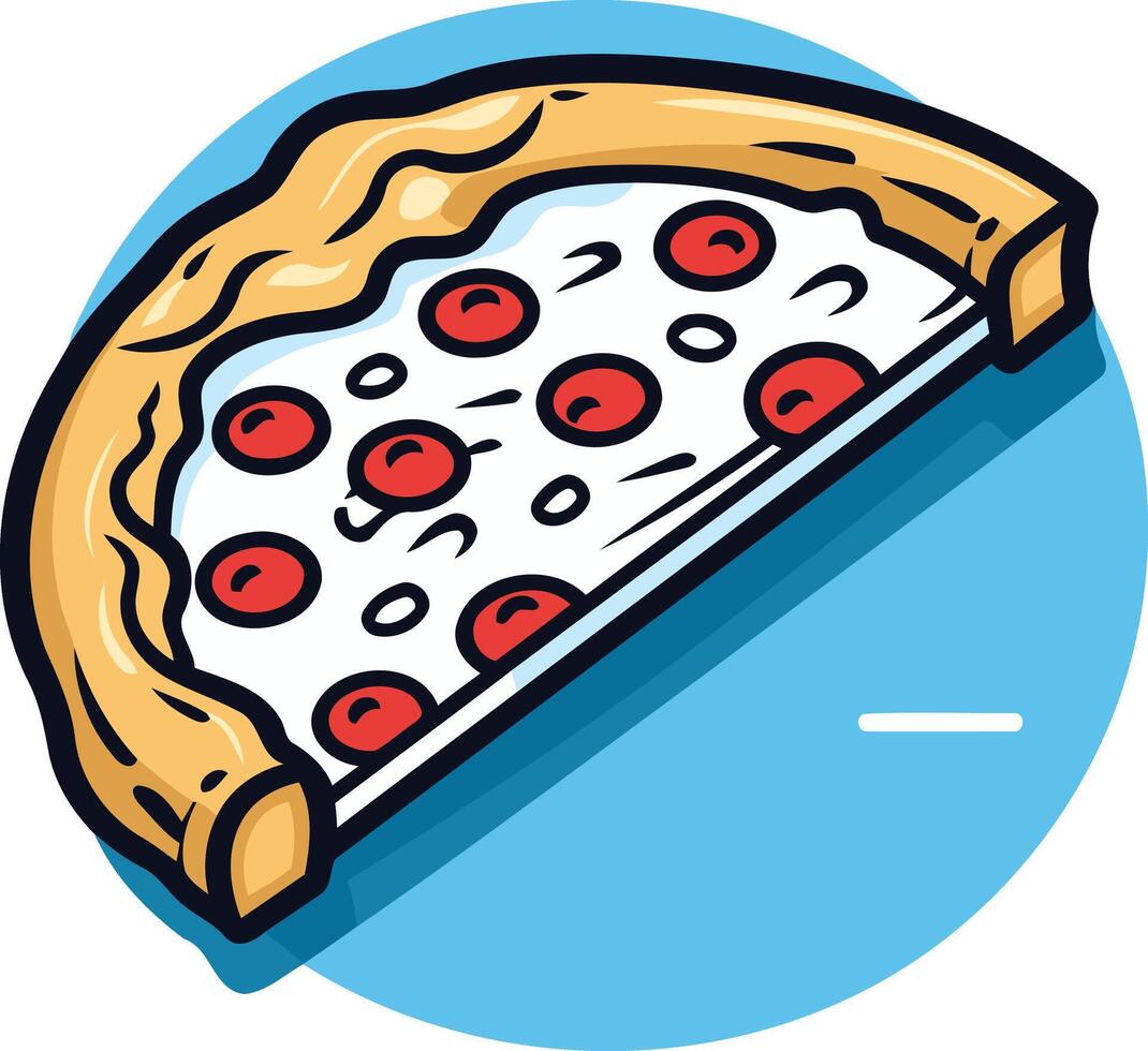 Cartoon Illustration of a Pepperoni Pizza Slice vector