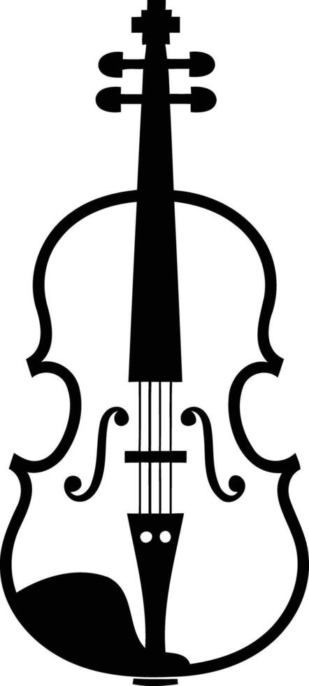 Simple and elegant black and white violin silhouette icon vector