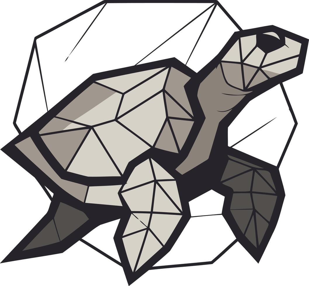 Geometric, stylized illustration of a turtle, perfect for logo design, branding, or eco-conscious projects vector