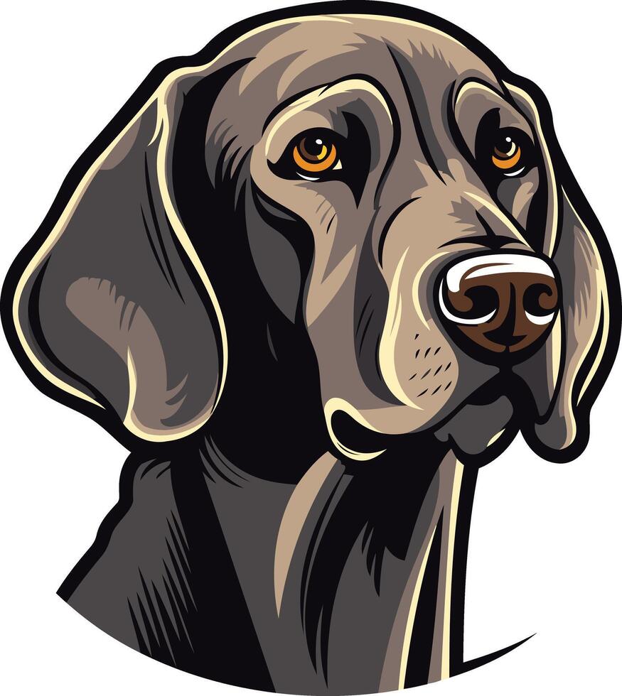 A detailed illustration of a german shorthaired pointer, looking directly at the viewer vector