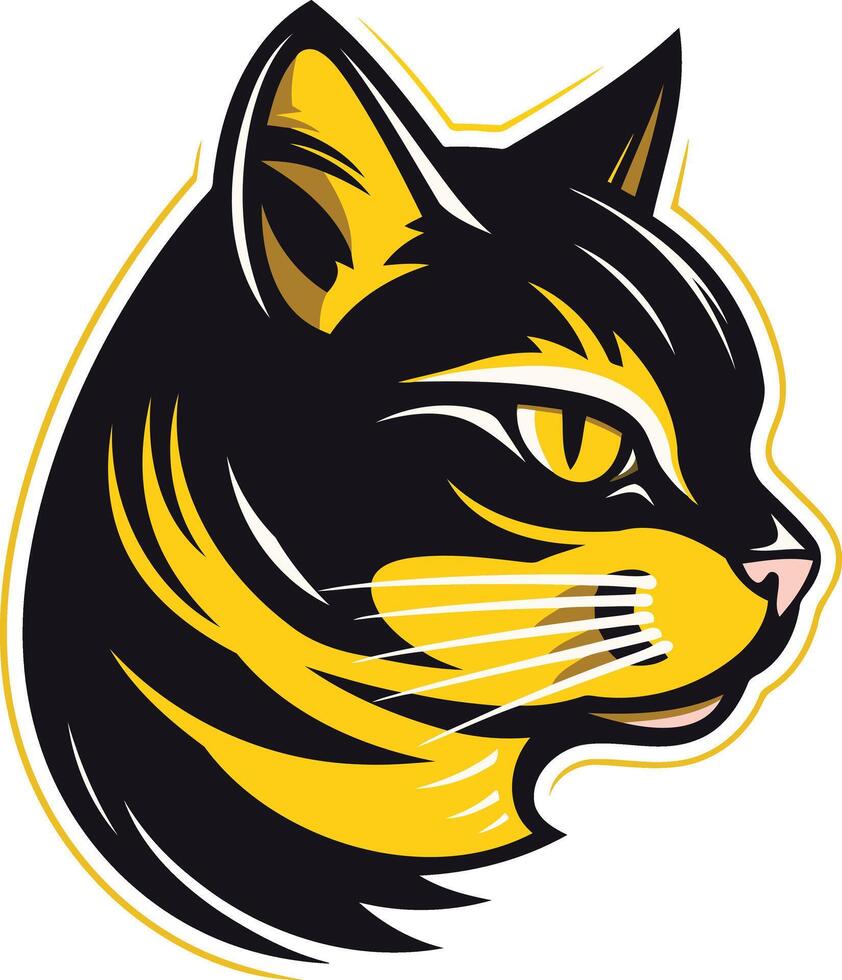 Black and Yellow Cat Head Mascot vector