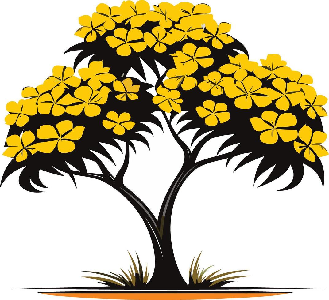 A stylized tree with yellow flowers, perfect for nature-themed designs, logos, and branding vector