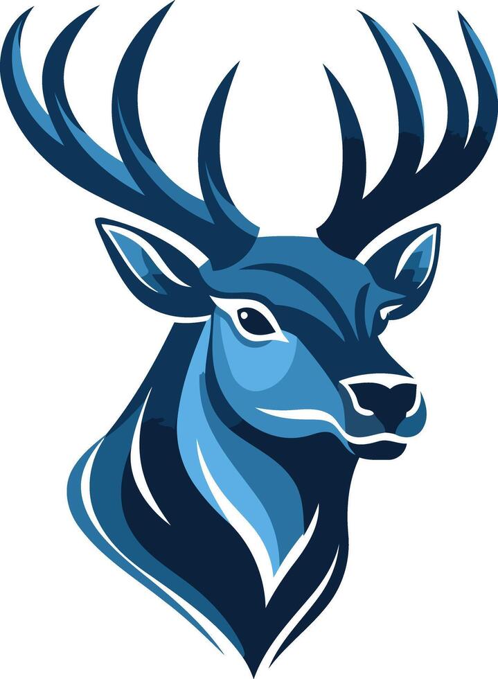 Blue Deer Head Illustration vector