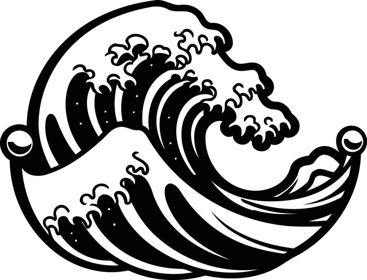 A powerful black and white illustration of a crashing wave, perfect for tattoo designs, prints, or branding vector