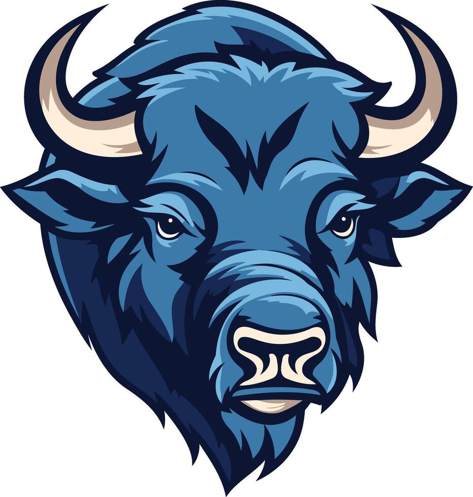 Blue Buffalo Head Mascot vector