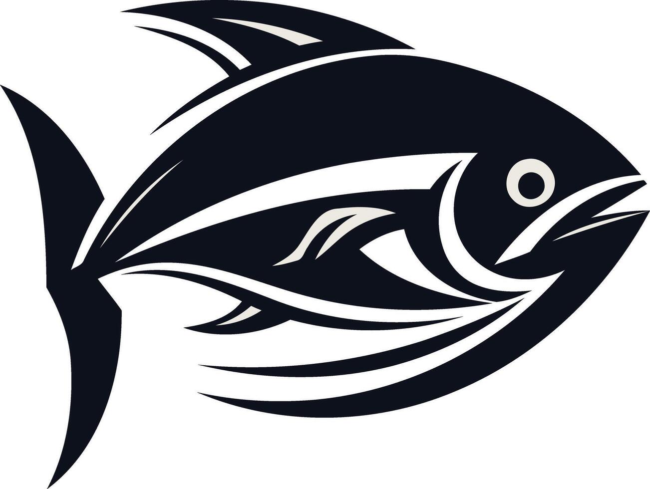 Stylized Black and White Tuna Illustration vector