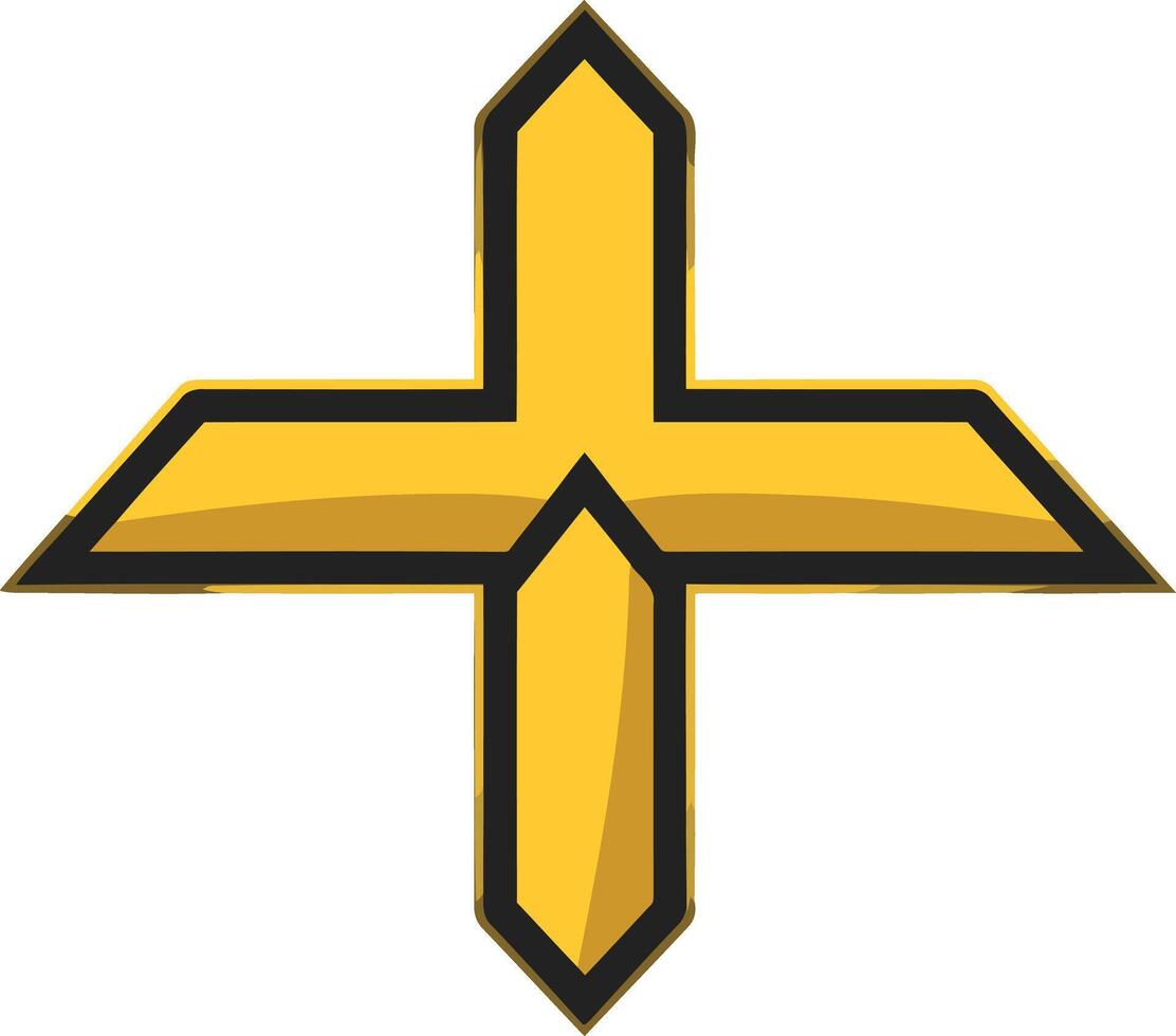 Golden Cross with Black Outline vector
