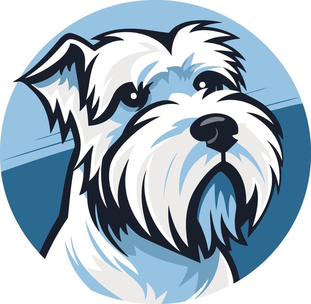 A friendly and playful illustration of a miniature schnauzer, perfect for pet-related businesses, social media, or personal projects vector