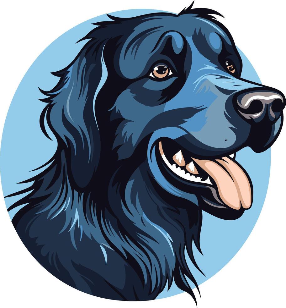 Black Dog Portrait with Blue Background vector