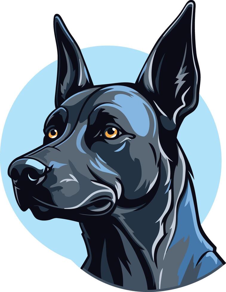 A striking portrait of a black german shepherd, rendered in a detailed style, perfect for branding, logos, and pet-related designs vector