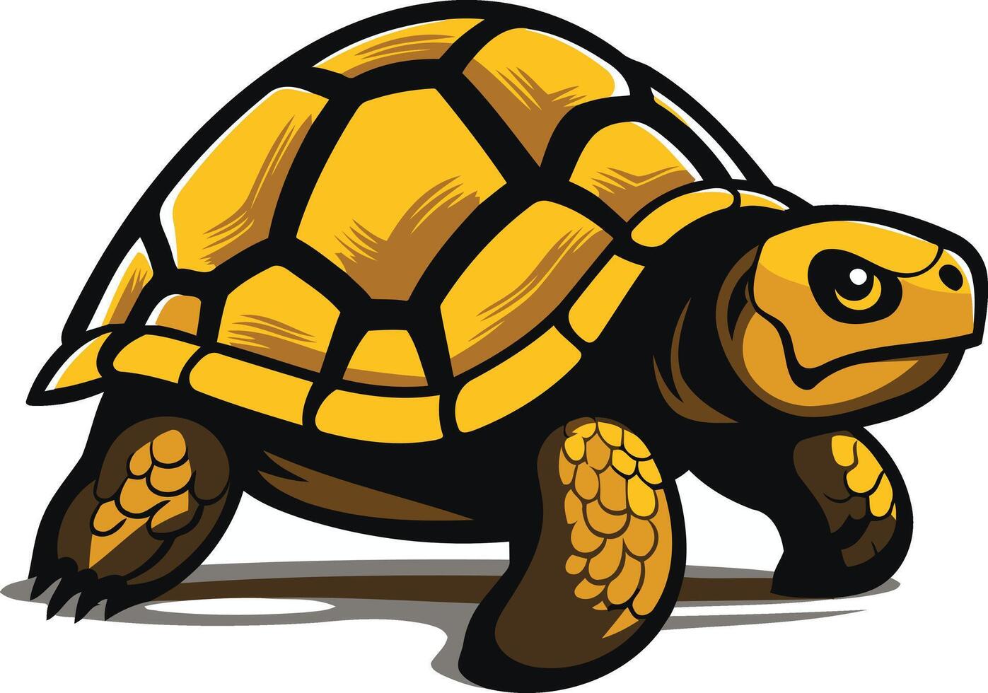 A fierce, cartoon-style turtle with a determined expression, perfect for logo design, mascot illustrations, and branding vector