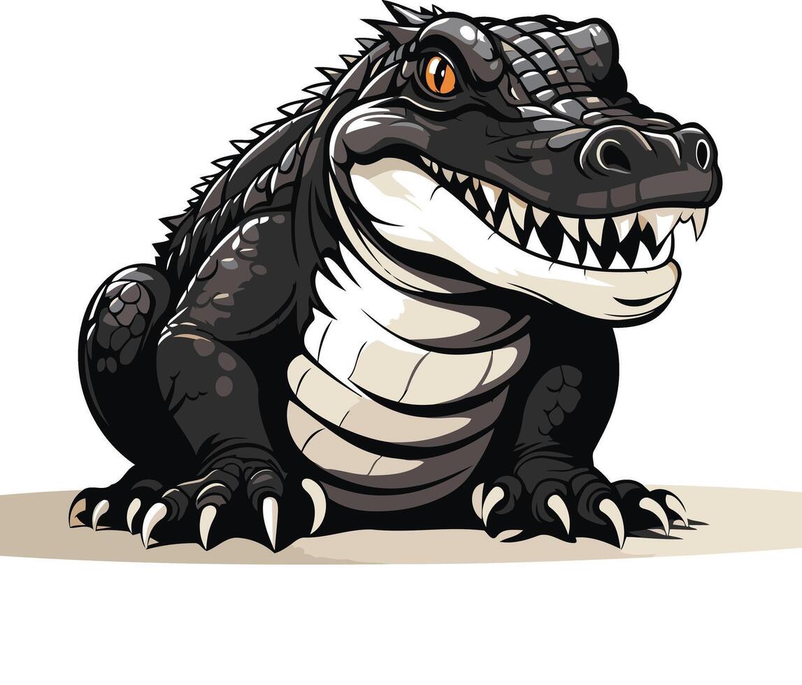 Cartoon Illustration of a Grinning Crocodile vector