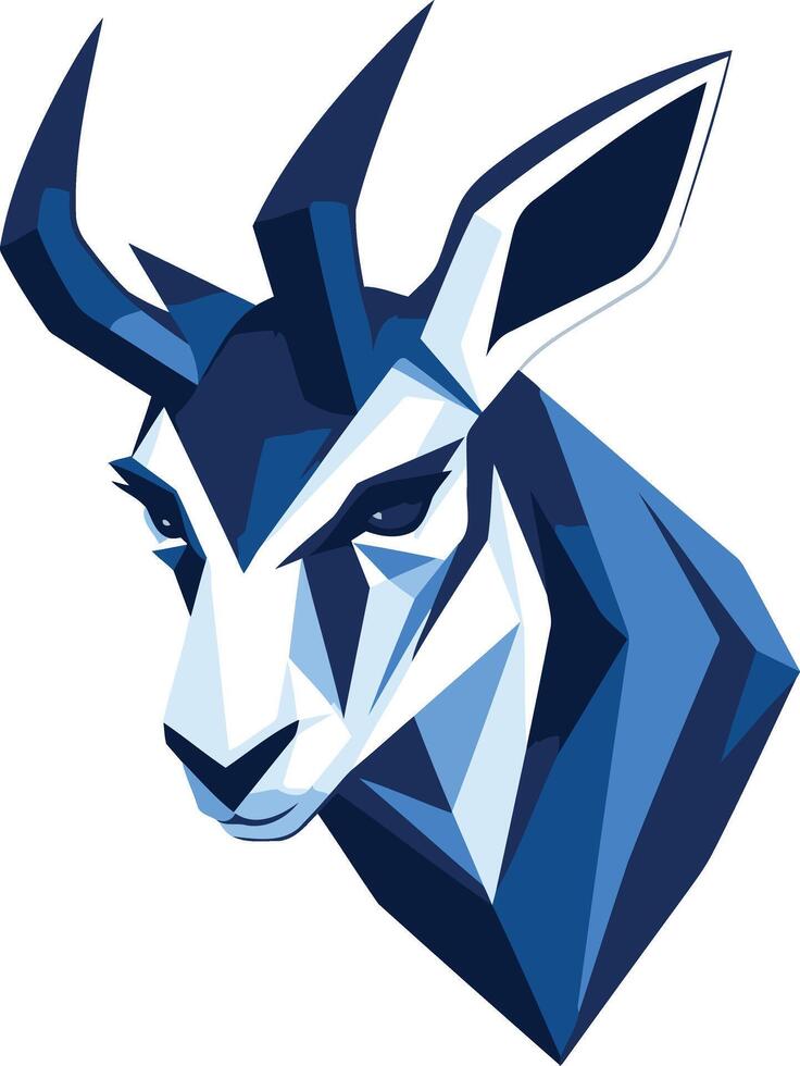 Geometric Blue Antelope Head vector