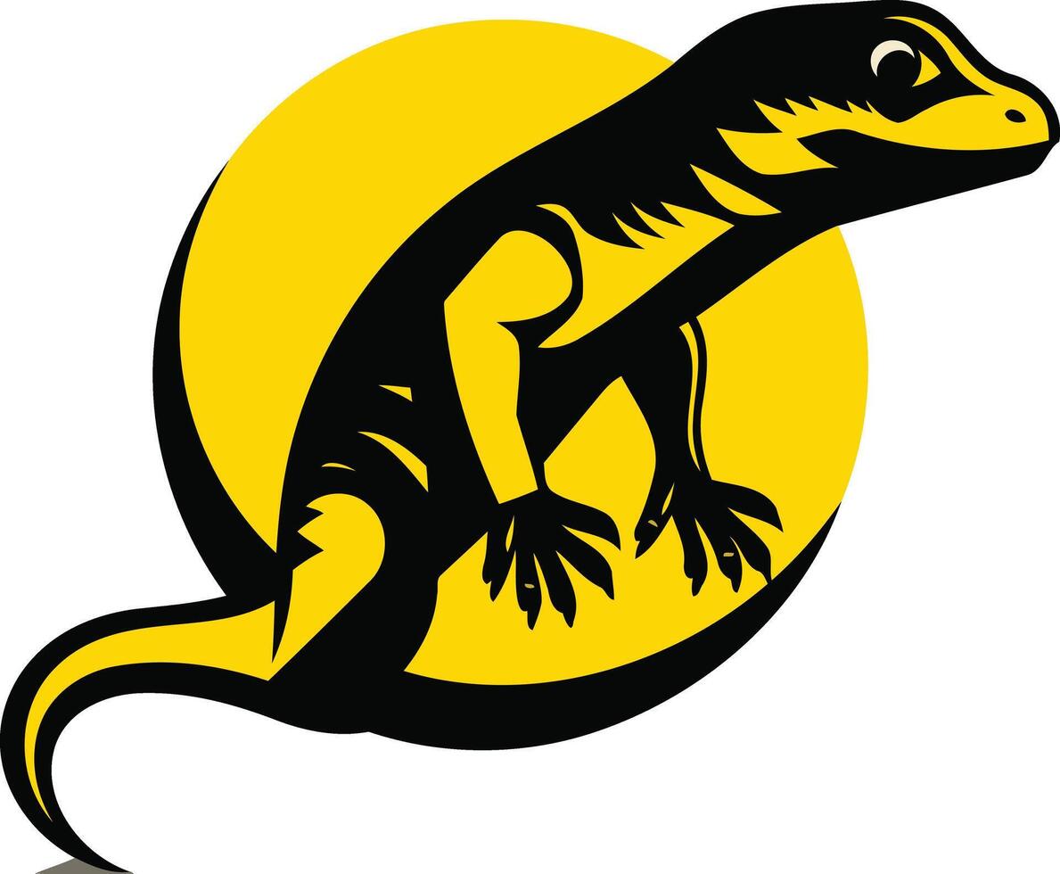Lizard Silhouette with Yellow Background vector