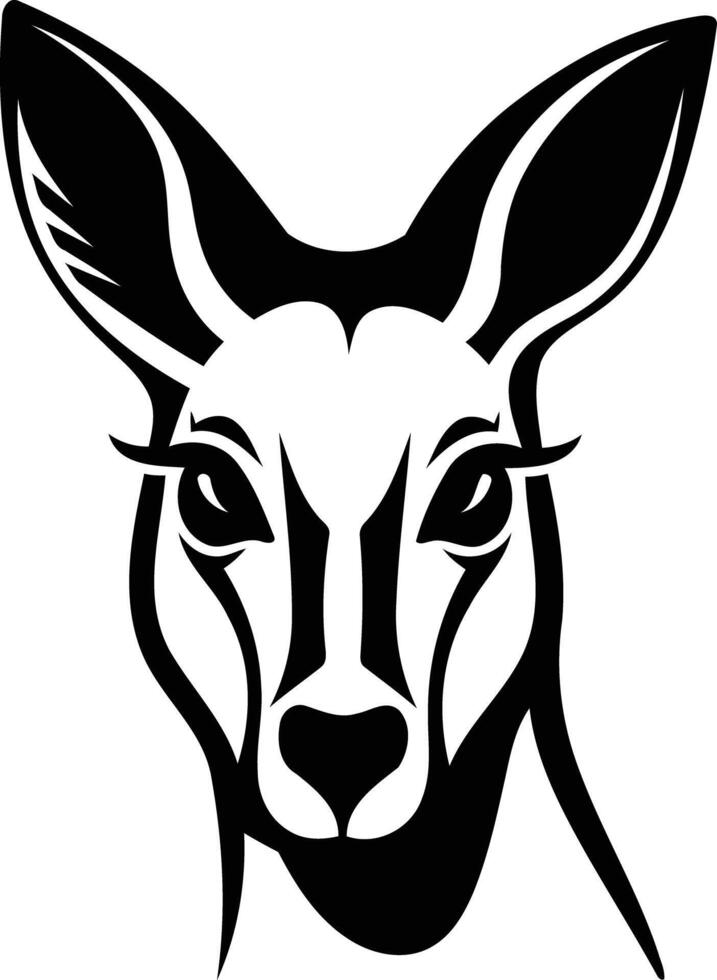 Bold black and white illustration of a kangaroo's head, perfect for tattoos, logo designs, or branding vector