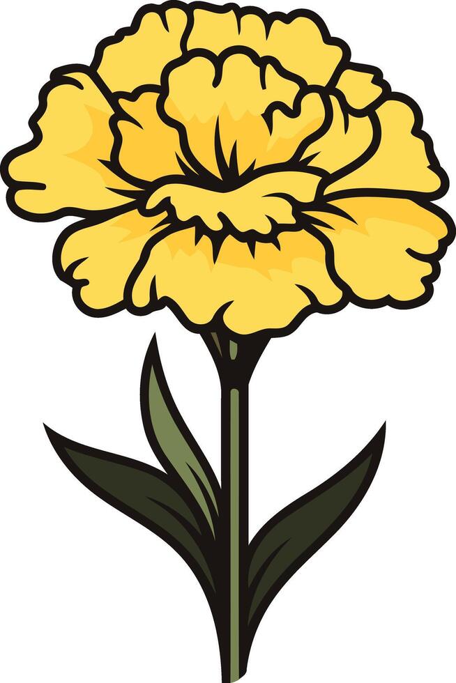 Single Yellow Carnation Illustration vector