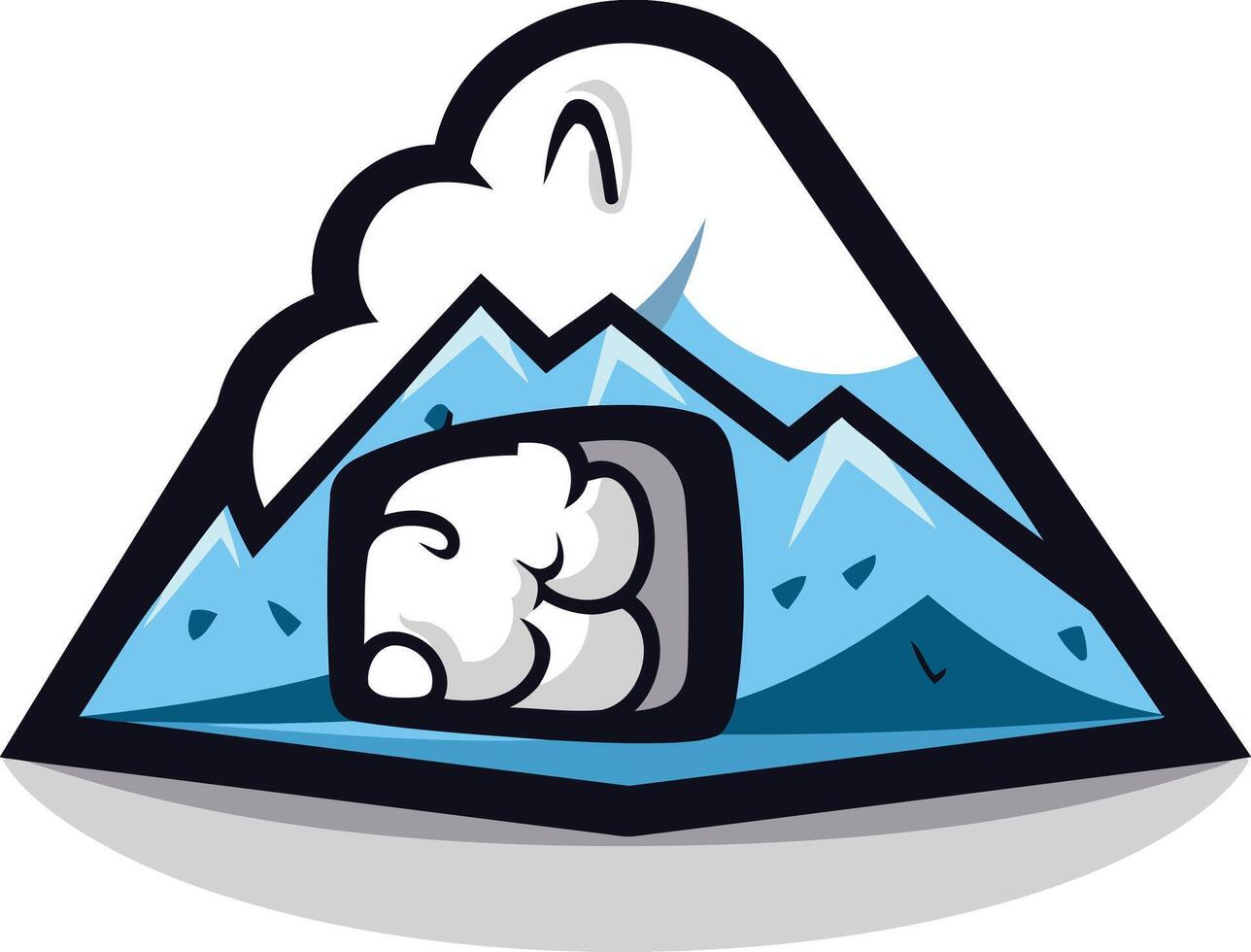 Cartoon Illustration of a Mountain with a Cloud vector