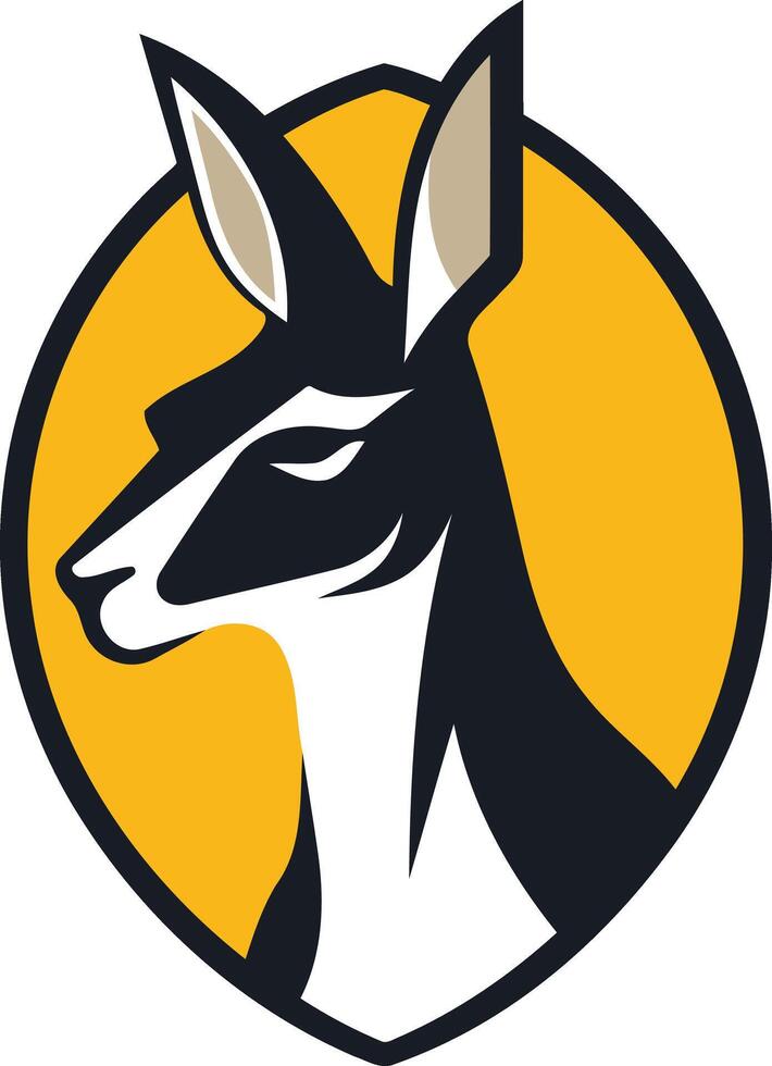 Black And White Kangaroo Mascot In Front Of Yellow Circle vector